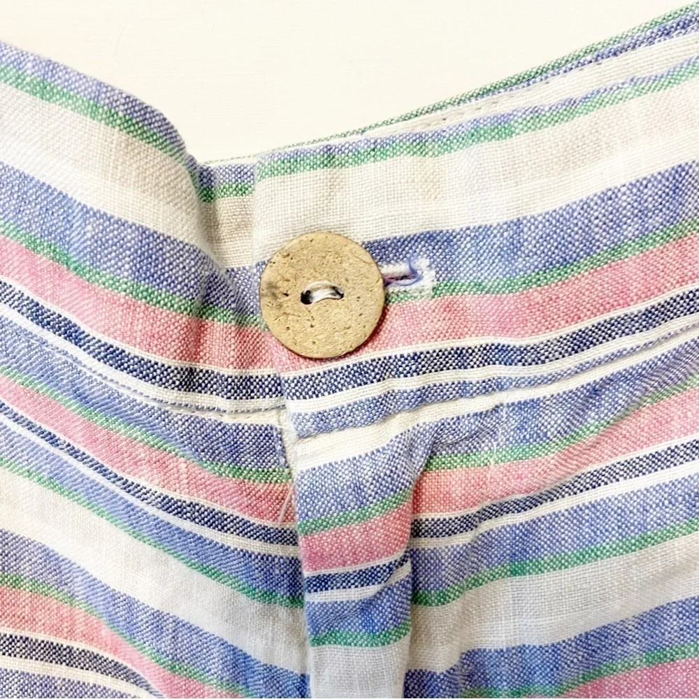 St. Tropez West | 100% Linen Stripped Shirts Size 4